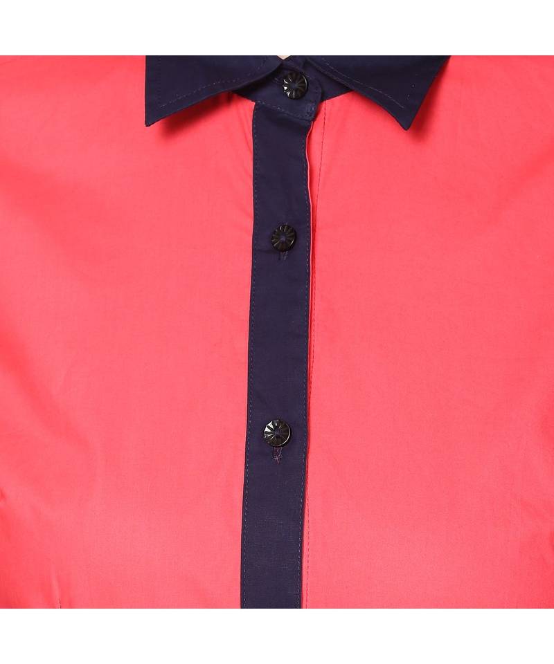 Women's Red Cotton Formal Shirt