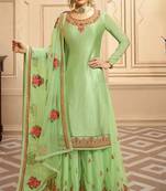 Light-green embroidered satin salwar