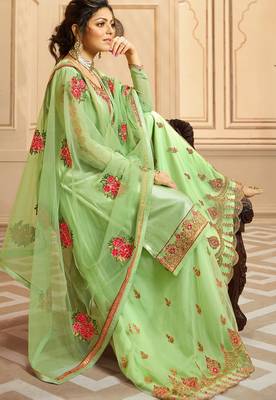 Light-green embroidered satin salwar 2