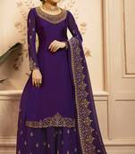Violet embroidered satin salwar