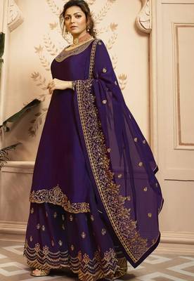 Violet embroidered satin salwar 2