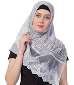 Designer Diamond Work Hijab  Rich Cotton   Grey