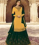 Yellow embroidered faux georgette salwar