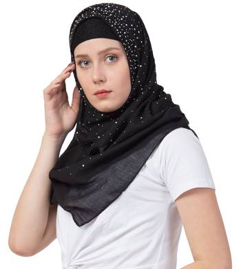 Black Cotton Designer Hijab Stole For Women 2