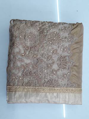 Golden embroidered  silk saree with blouse 3