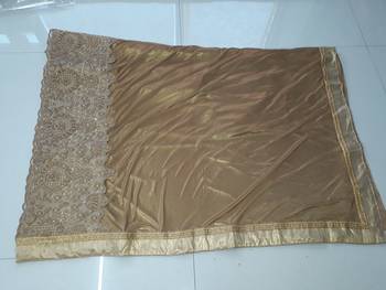 Golden embroidered  silk saree with blouse 4