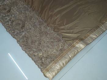 Golden embroidered  silk saree with blouse 5