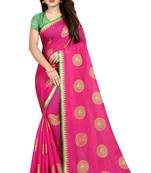 Pink printed silk saree with blouse
