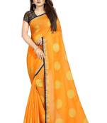 Orange printed silk saree with blouse