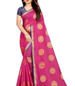 Pink printed silk saree with blouse