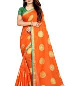 Orange printed silk saree with blouse