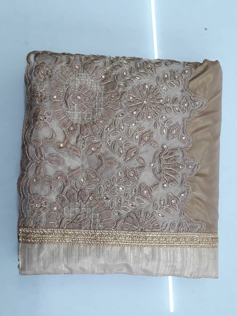 Golden embroidered  silk saree with blouse