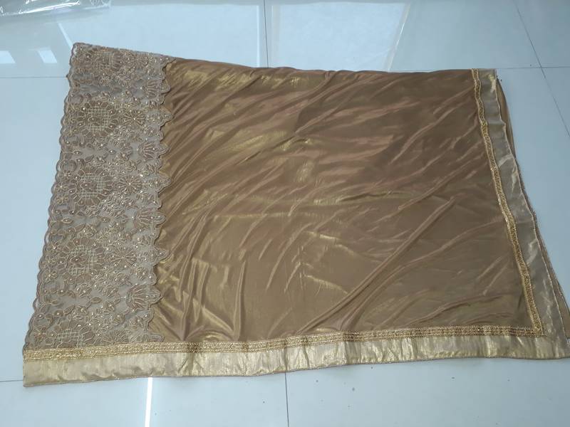 Golden embroidered  silk saree with blouse