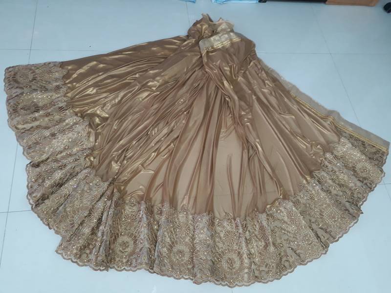 Golden embroidered  silk saree with blouse