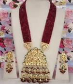 Ruby Red Kundan Semi Precious Onyx Necklace Set