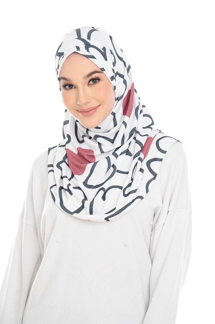  Justkartit Stitched Cap Style Printed Instant Scarf Hijab For Women
