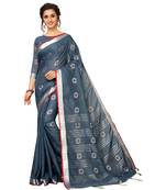 grey printed cotton saree with blouse