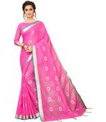 pink printed cotton saree with blouse