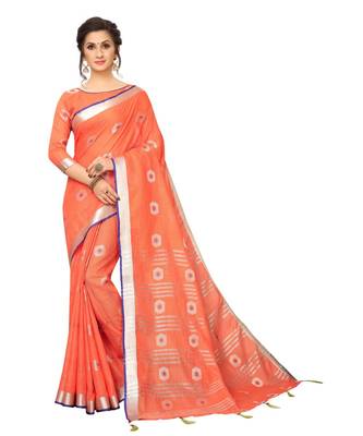 red printed cotton saree with blouse 1