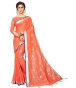 red printed cotton saree with blouse
