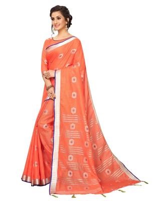 red printed cotton saree with blouse 2