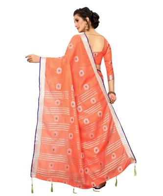 red printed cotton saree with blouse 3