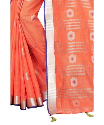 red printed cotton saree with blouse 4