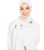 Justkartit Butterfly Printed Instant Stitched Cap Style Scarf Hijab Stoles For Women
