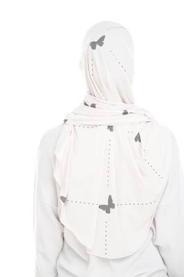 Justkartit Butterfly Printed Instant Stitched Cap Style Scarf Hijab Stoles For Women 3