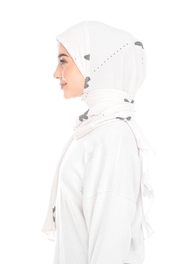 Justkartit Butterfly Printed Instant Stitched Cap Style Scarf Hijab Stoles For Women