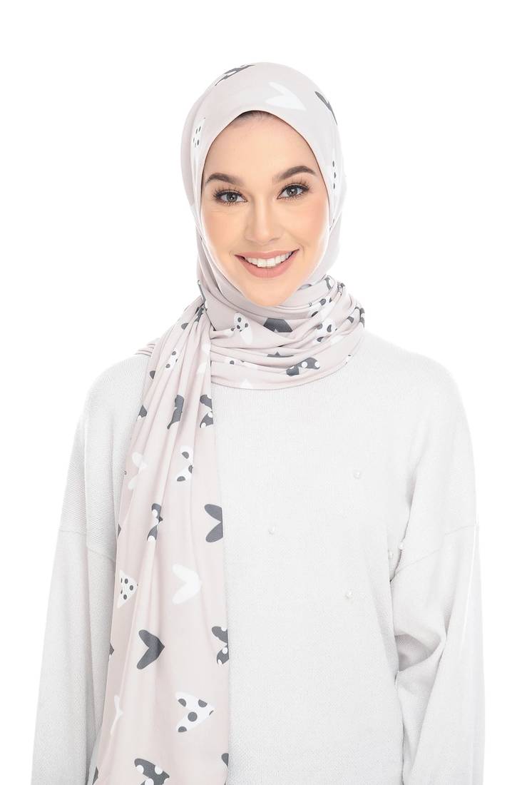 Justkartit Printed Stitched Cap Style Long Scarf Hijab For Women