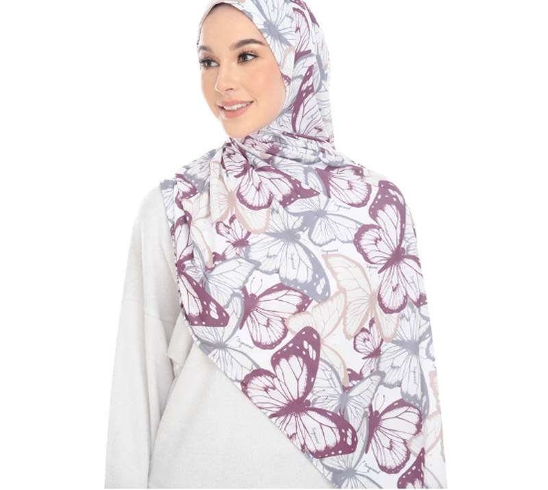 Justkartit Butterfly Printed Stitched Cap Style Instant Scarf Hijab For Women