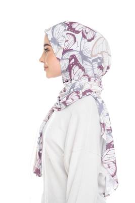Justkartit Butterfly Printed Stitched Cap Style Instant Scarf Hijab For Women 5