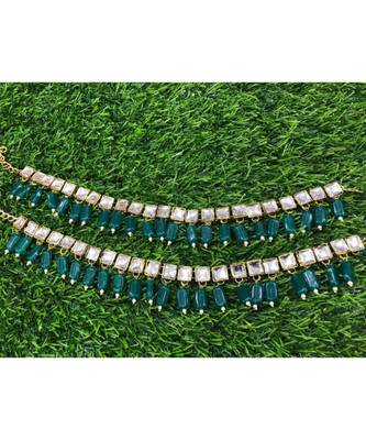 Green Gold Tone Kundan Anklets 1