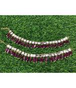 Red Gold Tone Kundan Anklets