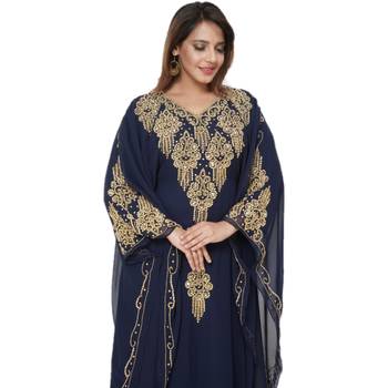 Blue Embroidered Georgette Islamic Kaftans 1