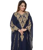 Blue Embroidered Georgette Islamic Kaftans