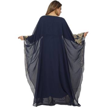 Blue Embroidered Georgette Islamic Kaftans 3