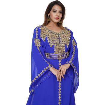 Purple Embroidered Georgette Islamic Kaftans 2