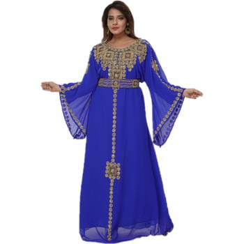 Purple Embroidered Georgette Islamic Kaftans 3