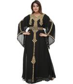 Blue Embroidered Georgette Islamic Kaftans