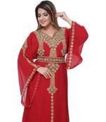 Blue Embroidered Georgette Islamic Kaftans