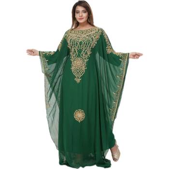 Sea-Green Embroidered Georgette Islamic Kaftans 1
