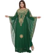 Sea-Green Embroidered Georgette Islamic Kaftans