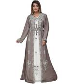 Sea-Green Embroidered Georgette Islamic Kaftans