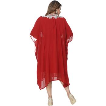 Red Embroidered Georgette Islamic Kaftans 3