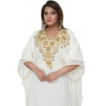 Pink Embroidered Georgette Islamic Kaftans 3