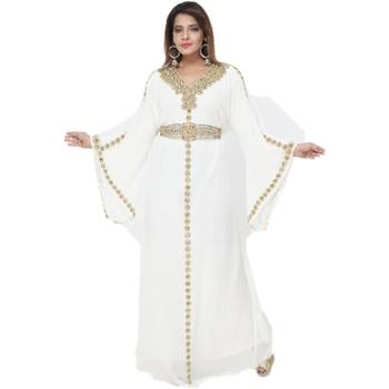Pink Embroidered Georgette Islamic Kaftans 1