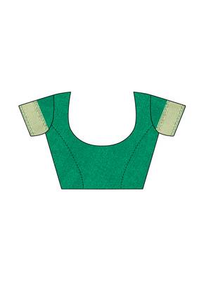 Green Woven Banarasi Sarees With Unstitched Blouse 5