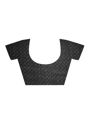 Black Printed Chiffon Sarees With Unstitched Blouse 4
